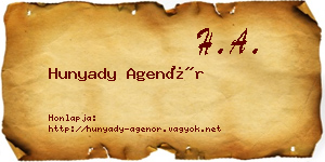 Hunyady Agenór névjegykártya
